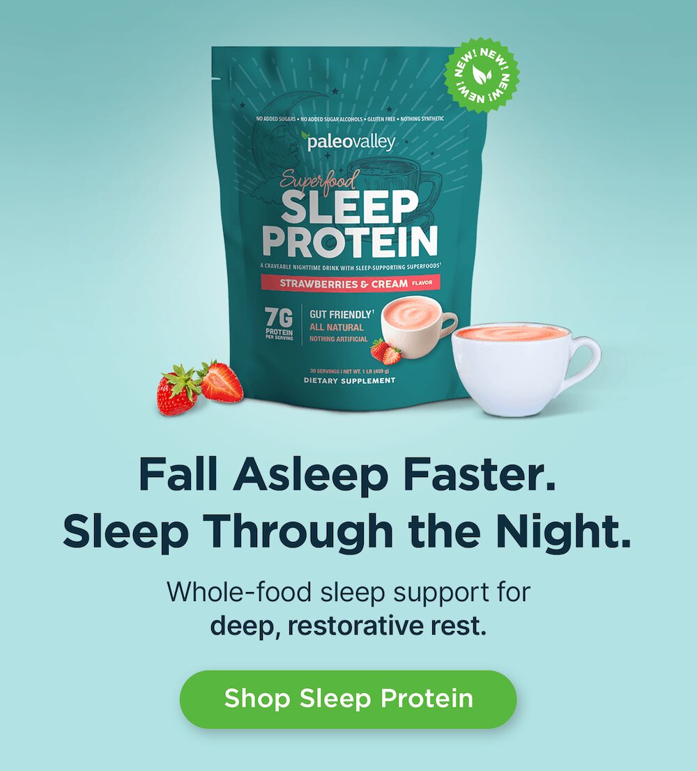 Fall asleep faster, sleep deeper, and wake refreshed with whole-food sleep support.